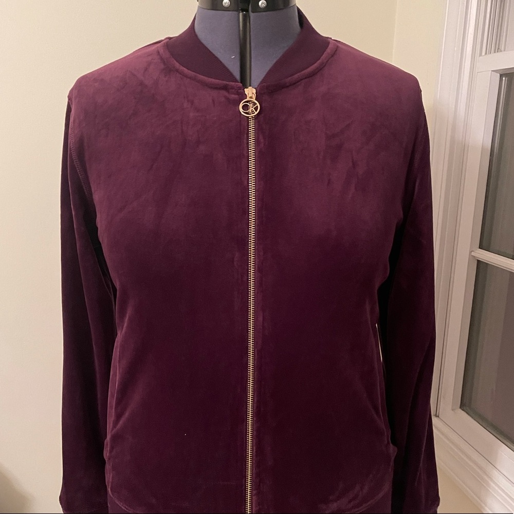 NWOT Calvin Klein velour zip up